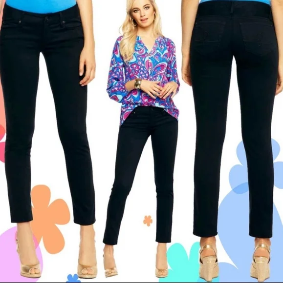 ❤️ LILLY PULITZER WORTH SKINNY ANKLE PONTE PANTS, BLACK, 4 (27) - Picture 2 of 11